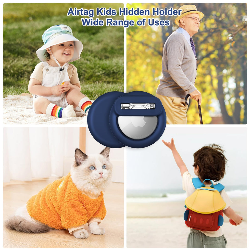 Bingcok AirTag Cover-4 Pack Apple Kids Hidden Case, AirTag Holder with Invisible Pin, Anti Lost, for Kids, Elderly, Luggage, Clothing