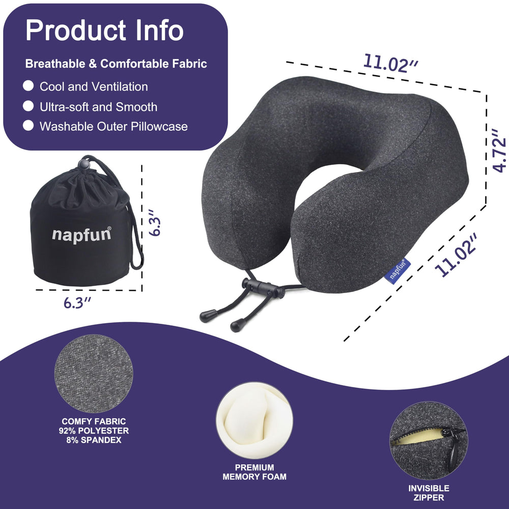Memory Foam Travel Neck Pillow for Airplane Comfort