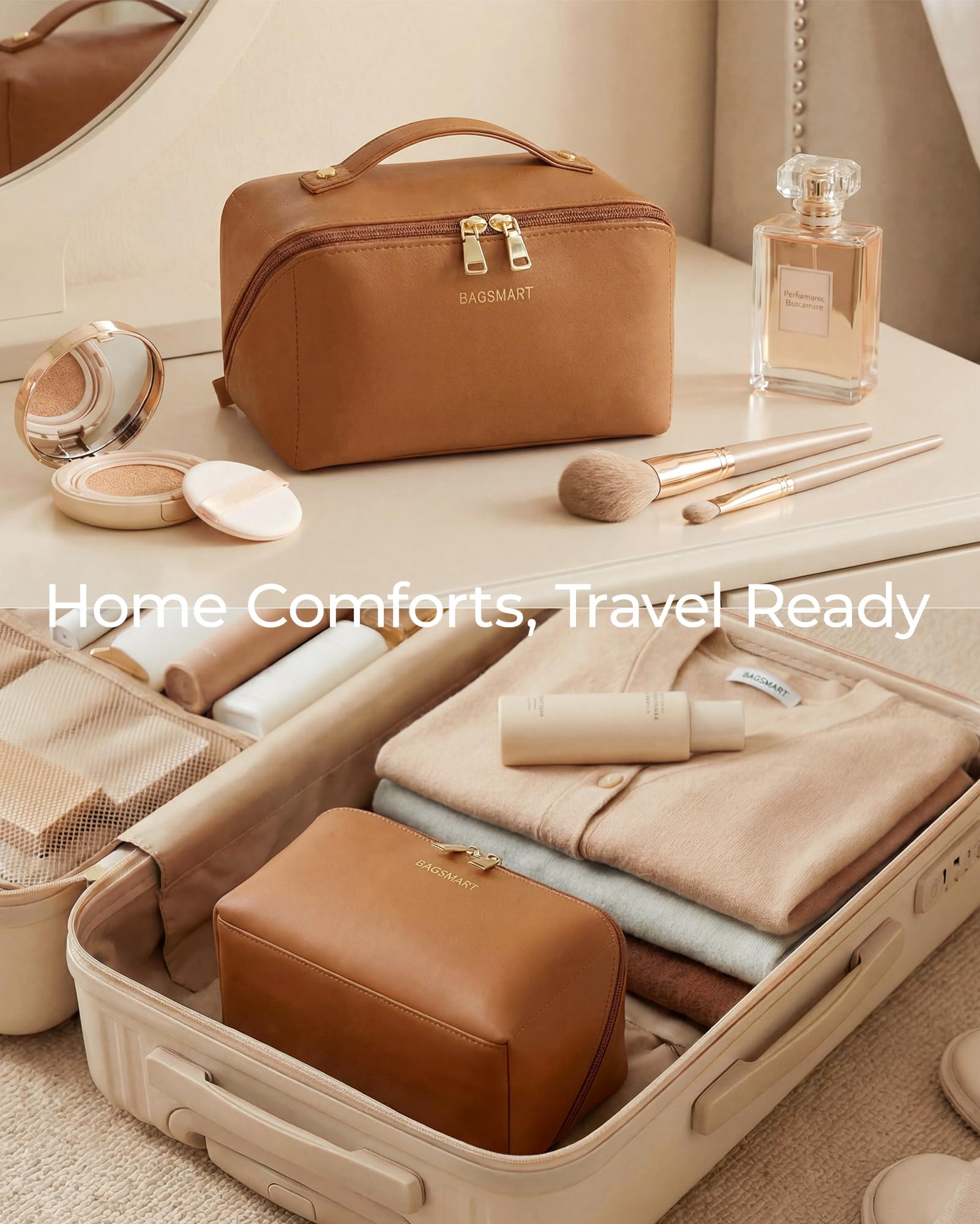 BAGSMART Makeup Bag Travel Toiletry Bag for Women, Make Up Bags