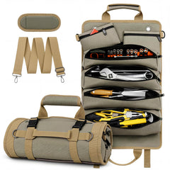 Heavy-Duty Waterproof Tool Roll Organizer with Detachable Pouches