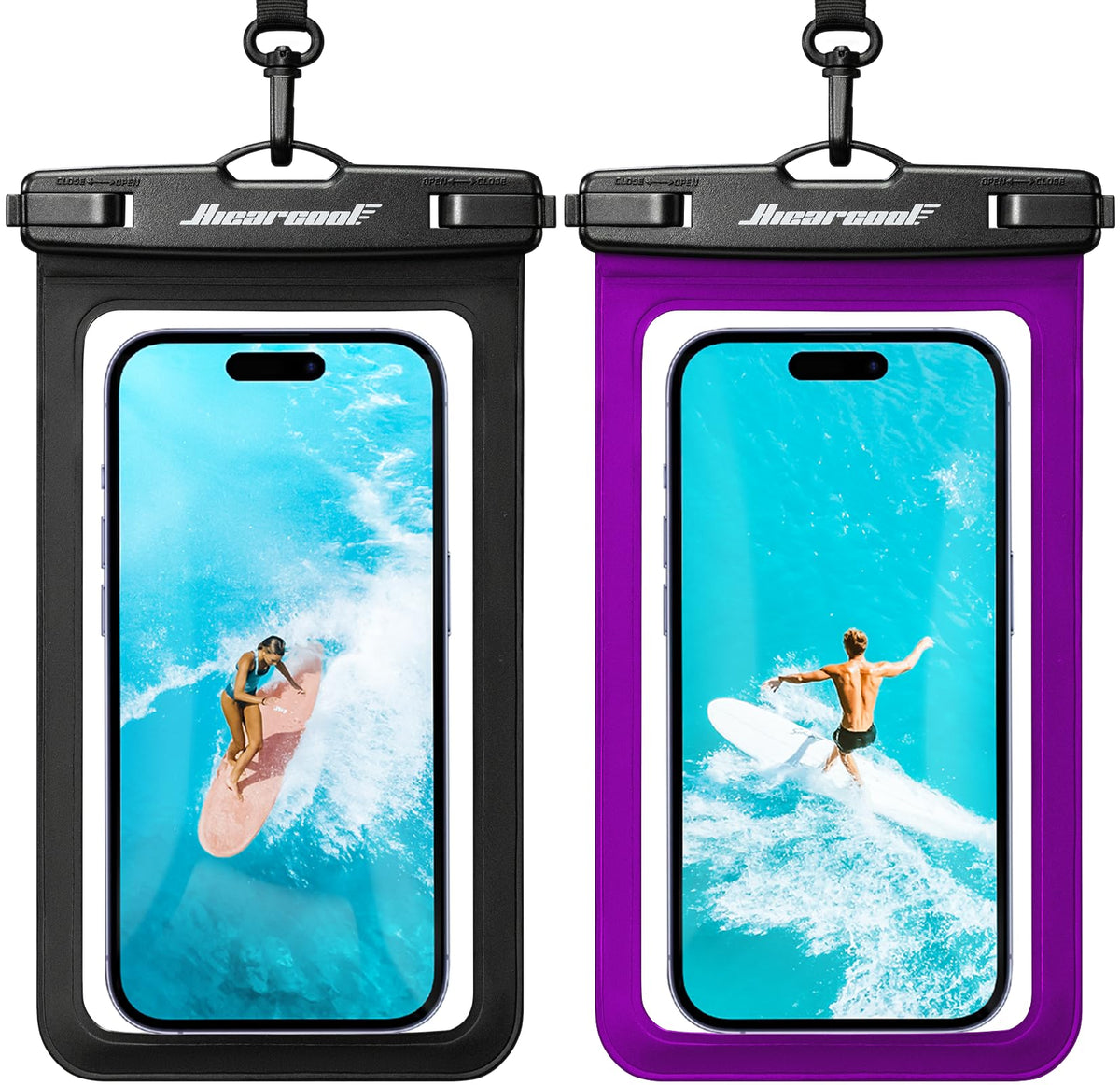 Hiearcool Universal Waterproof Case, Waterproof Phone Pouch Compatible for iPhone 14 13 12 11 Pro Max XS Plus Samsung Galaxy S22 Cellphone Up to 8.3", IPX8 Cellphone Dry Bag for Vacation-2 Pack