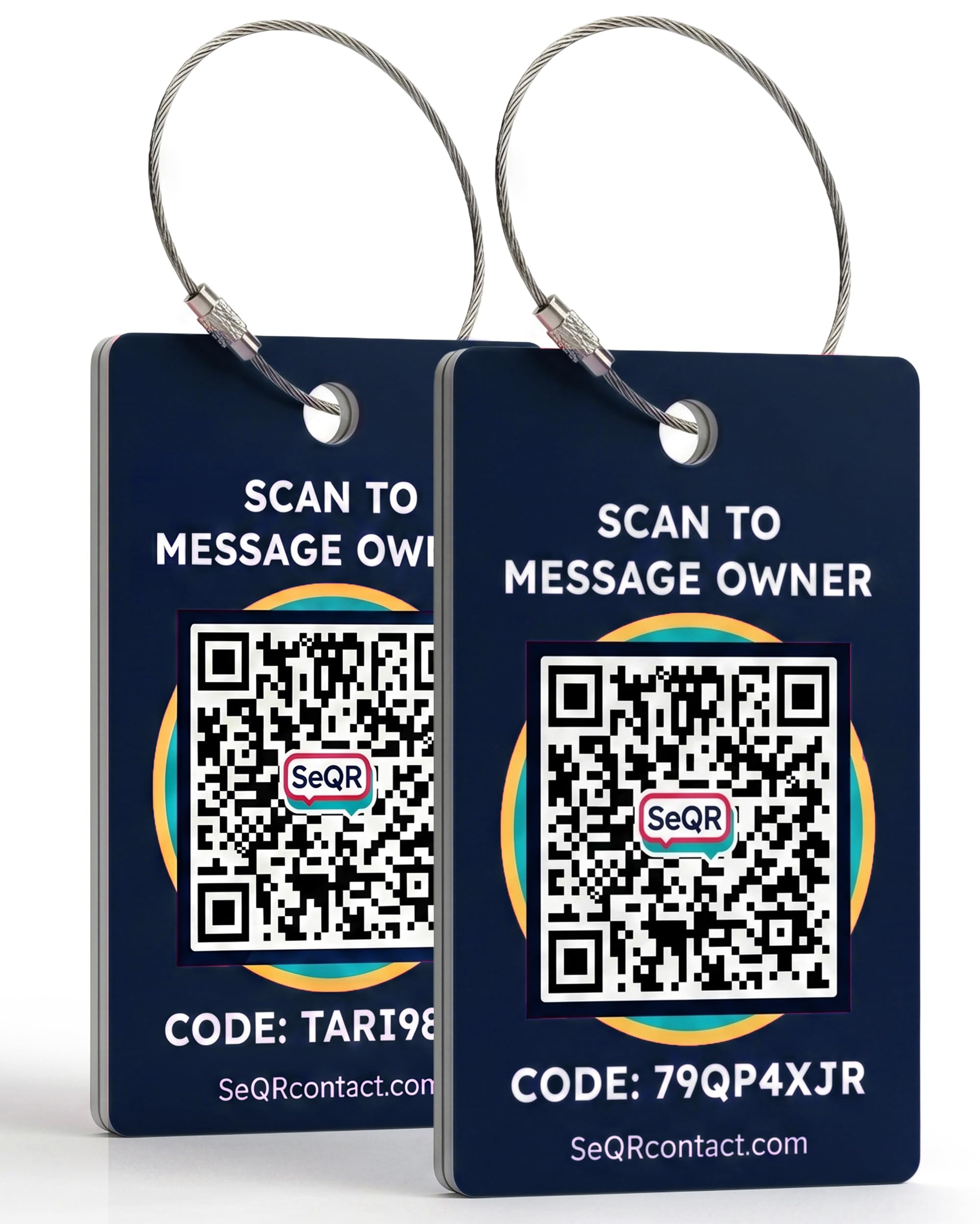 Smart Luggage Tags | Privacy QR Code Tags for Travel Suitcases, 2-Pack