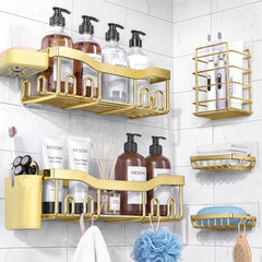 7-Pack Adhesive Stainless Steel Shower Caddy Organizer