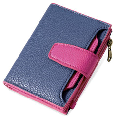 Compact RFID Blocking Leather Bifold Travel Wallet for Women