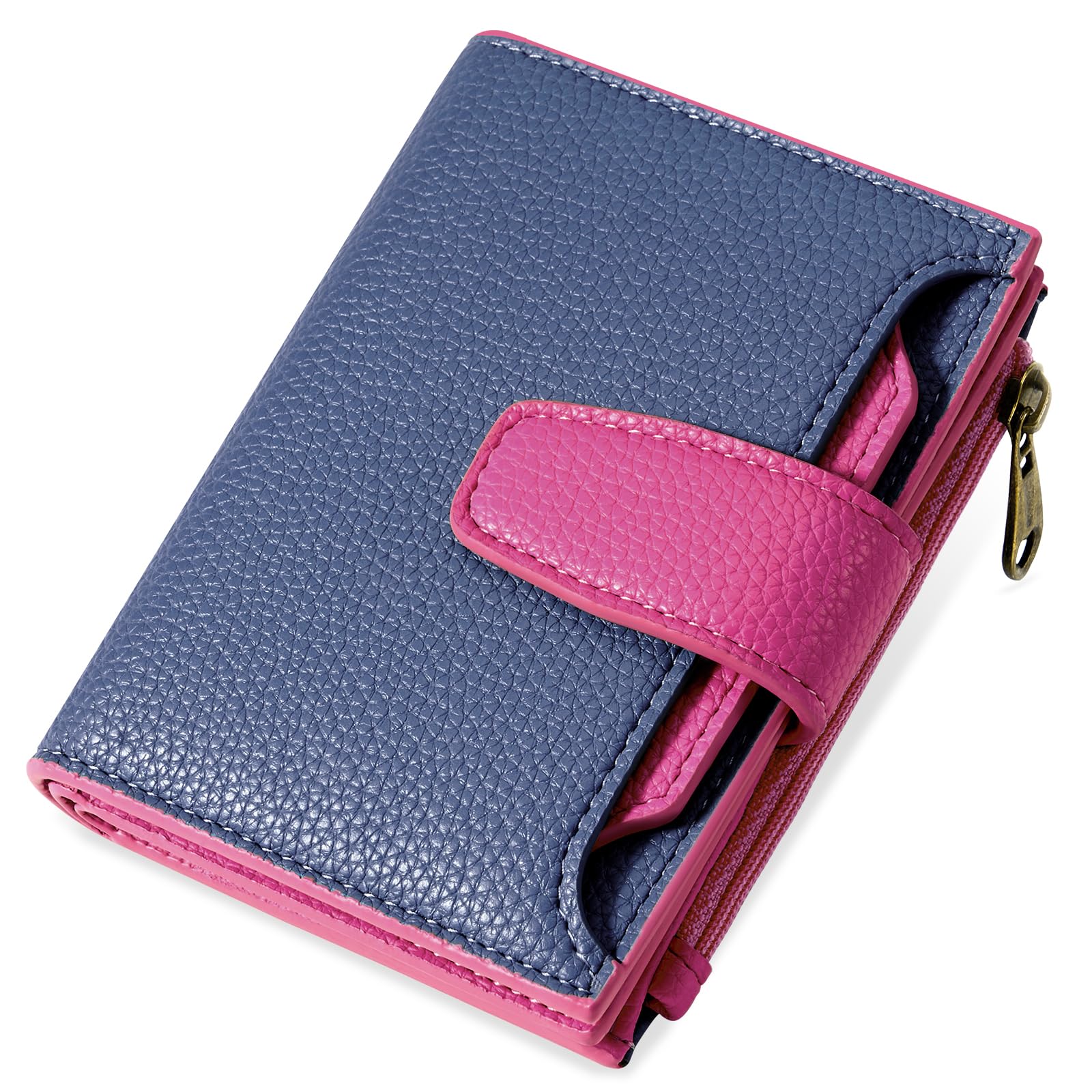 Airkit Wallet Women, Small Wallet for Women Leather, Ladies Bifold Compact RFID Blocking Credit Card Holder, Girls Mini Travel Purse, Pocket Passport Wallet with 4 ID Window
