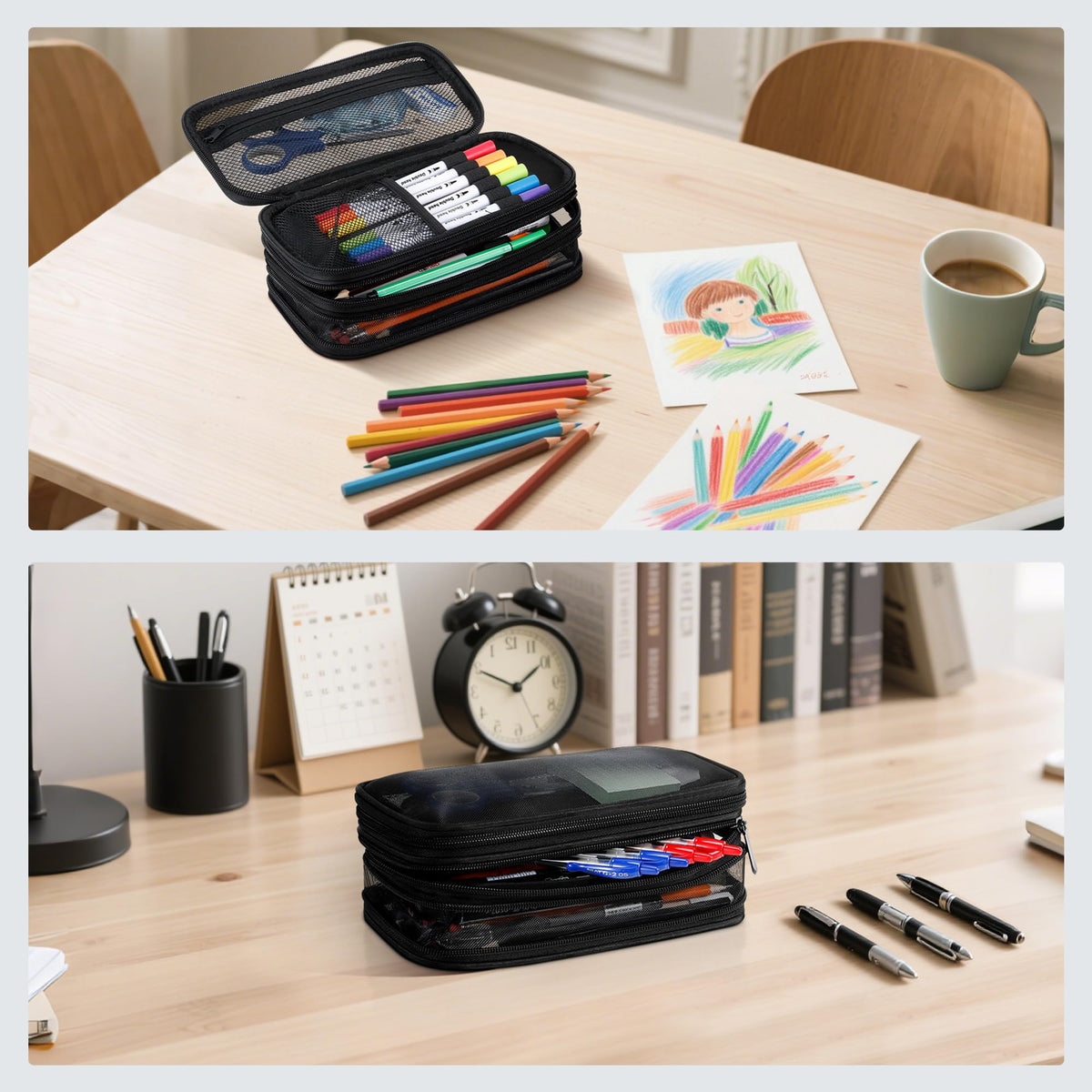 Zannaki Cute Pencil Case with Lock for Boys and Girls, Soft Large Capacity Pencil Case with Handle, Cool School Supplies Pencil Box Pen Stationery Storage Bag Organizer for Kids Teens Adults