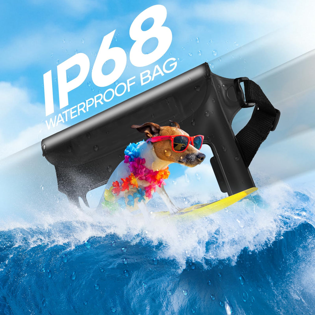 Crenova Waterproof Pouch with Waist Strap IP68 Waterproof Waist Bag Screen Touchable Dry Bag with Adjustable Belt, Vacation Essential Accessories, Perfect for Beach Snorkeling Kayaking Pool Water Park