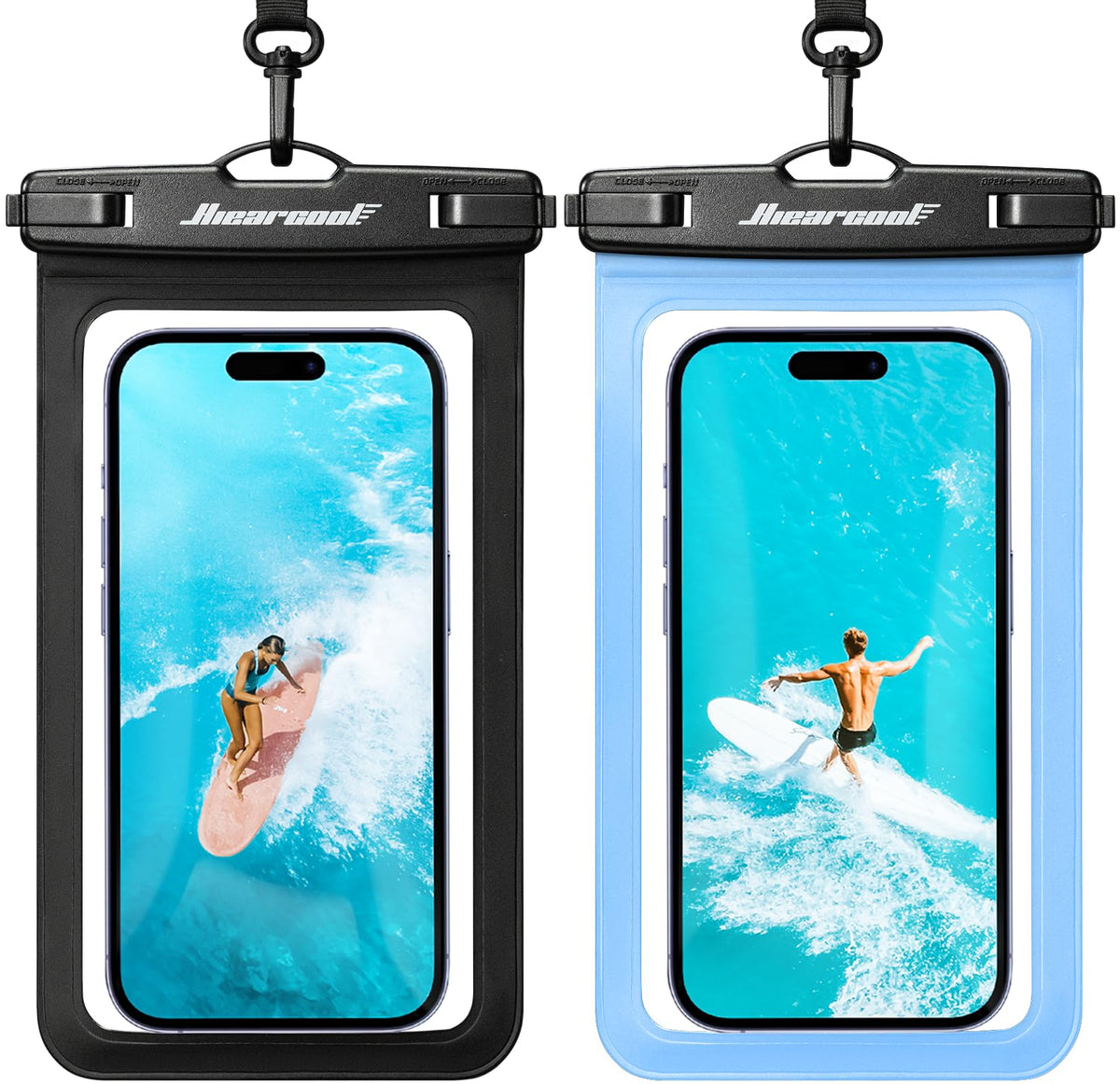 Hiearcool Universal Waterproof Case, Waterproof Phone Pouch Compatible for iPhone 14 13 12 11 Pro Max XS Plus Samsung Galaxy S22 Cellphone Up to 8.3", IPX8 Cellphone Dry Bag for Vacation-2 Pack
