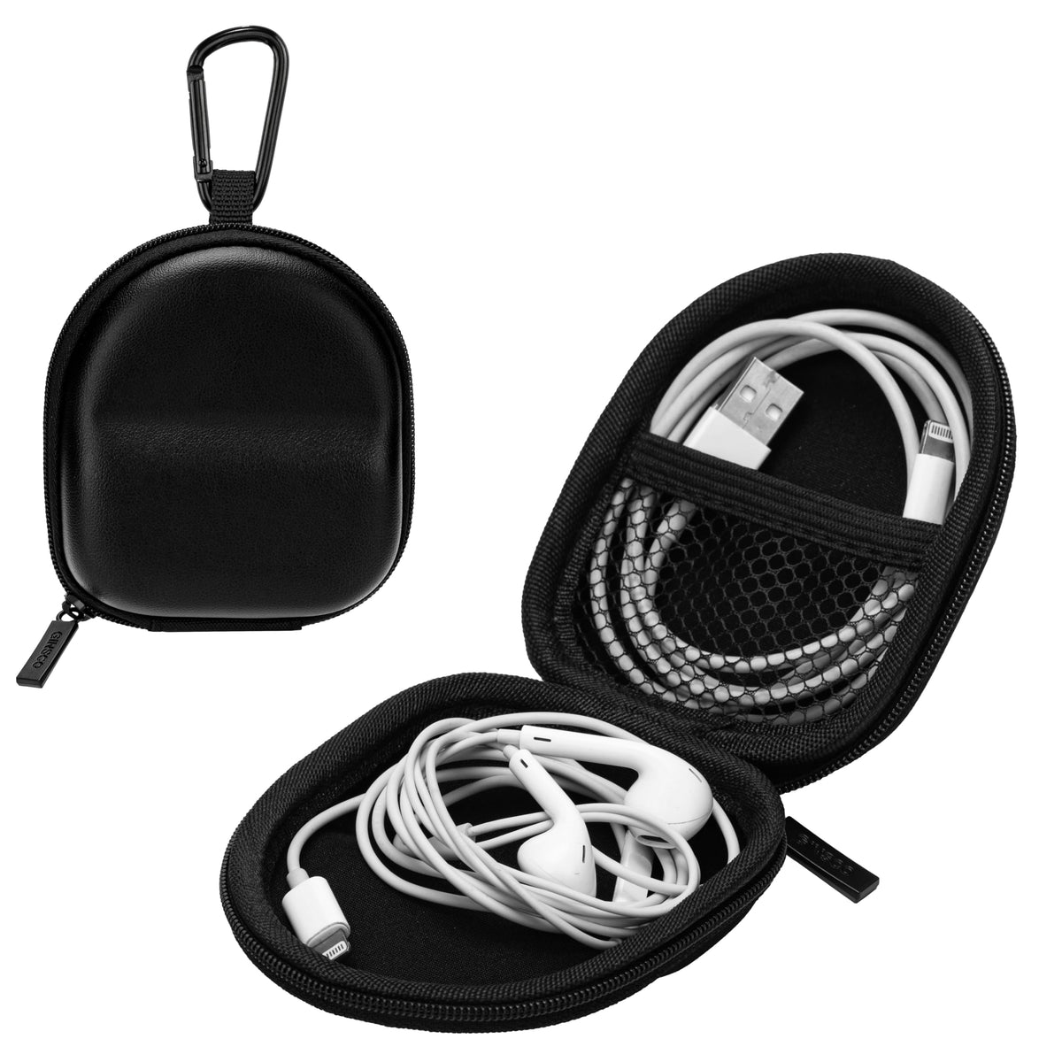 Ginsco Mini-Portable Hard Shell Earbuds Case for Apple EarPods/Samsung Galaxy Wired/Wireless Earbuds, Cell Phone Accessories Organizer with Carabiner for Earphones