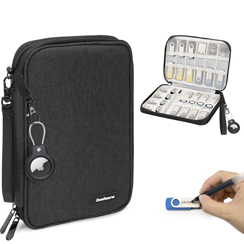 Zealearn Flash Drive Case, Thumb Drive Holder, USB Case Organizer,for SanDisk/SamData/Samsung USB Flash Drives Jump Drive Memory Stick, SD Card, Black