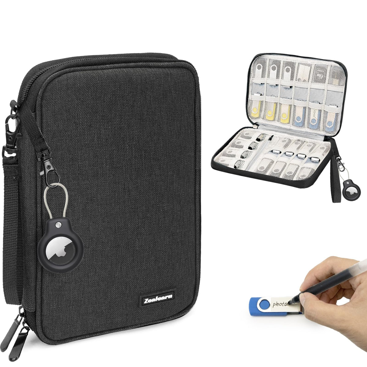 Zealearn Flash Drive Case, Thumb Drive Holder, USB Case Organizer,for SanDisk/SamData/Samsung USB Flash Drives Jump Drive Memory Stick, SD Card, Black