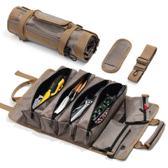 Heavy-Duty Waterproof Tool Roll Organizer with Detachable Pouches