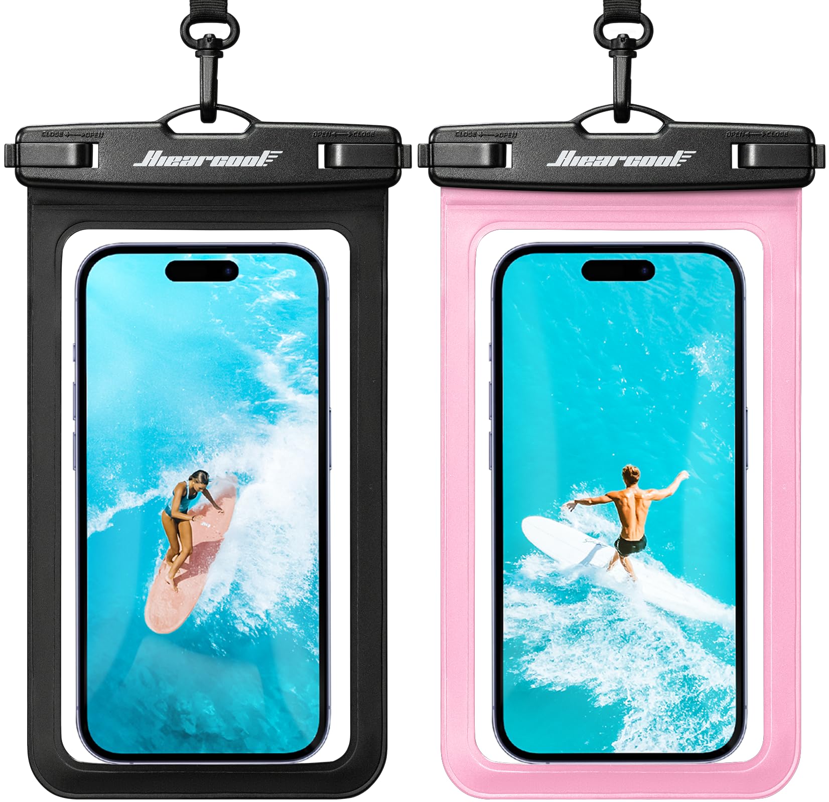 Hiearcool Universal Waterproof Case, Waterproof Phone Pouch Compatible for iPhone 14 13 12 11 Pro Max XS Plus Samsung Galaxy S22 Cellphone Up to 8.3", IPX8 Cellphone Dry Bag for Vacation-2 Pack