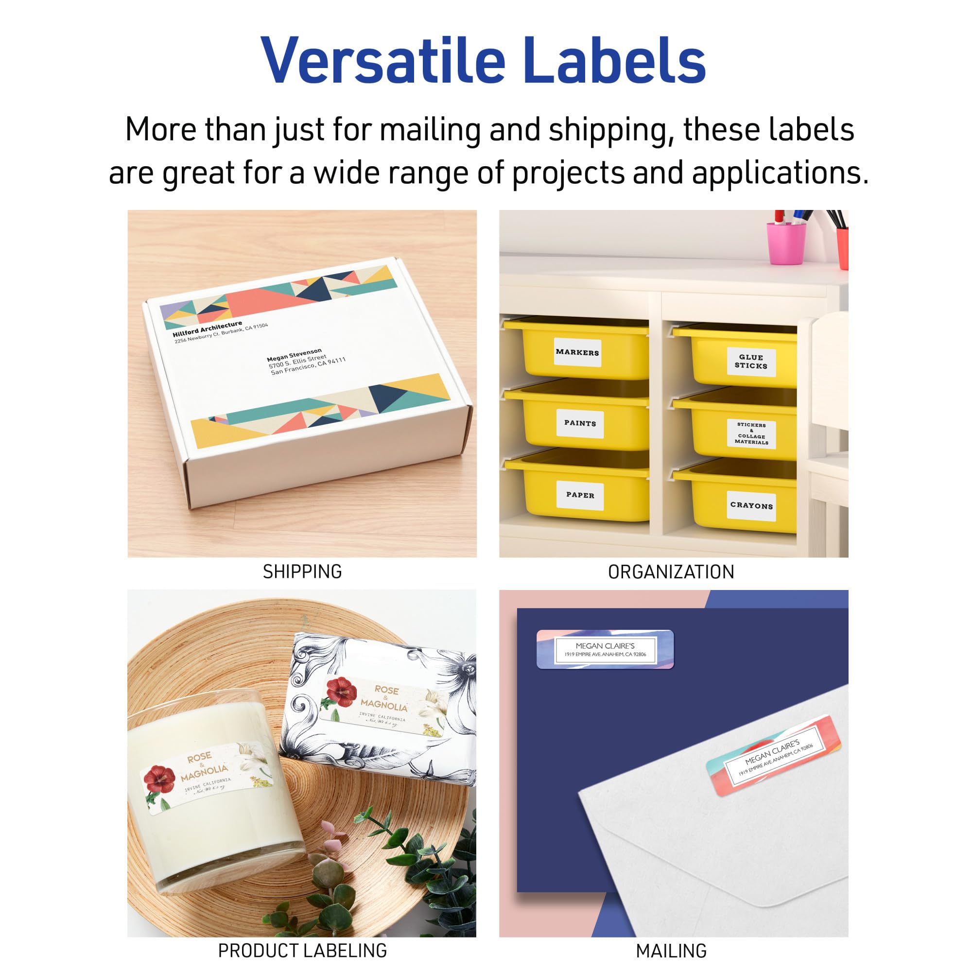 Avery Easy Peel Printable Address Labels with Sure Feed, 1" x 2-5/8" Customizable Stickers, White