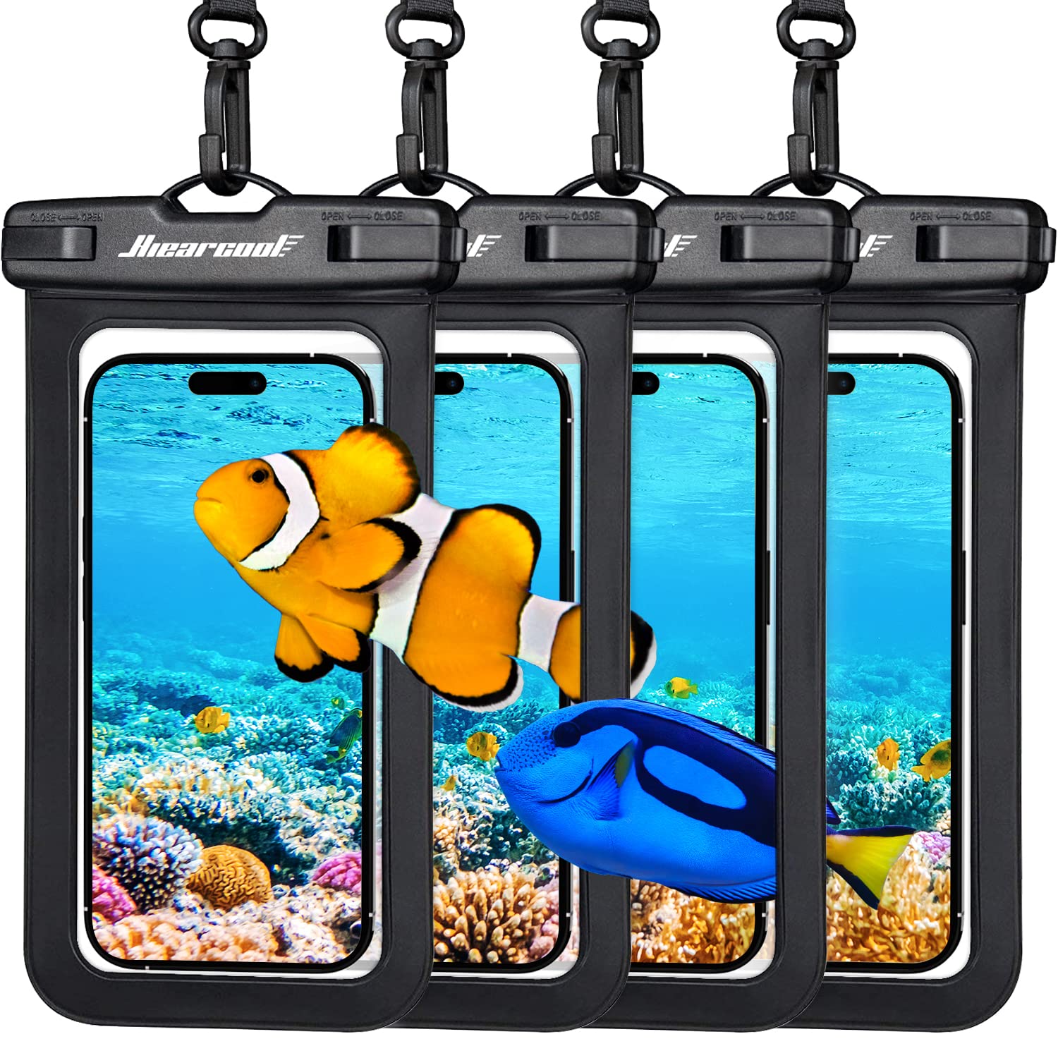 Hiearcool Universal Waterproof Case, Waterproof Phone Pouch Compatible for iPhone 14 13 12 11 Pro Max XS Plus Samsung Galaxy S22 Cellphone Up to 8.3", IPX8 Cellphone Dry Bag for Vacation-2 Pack