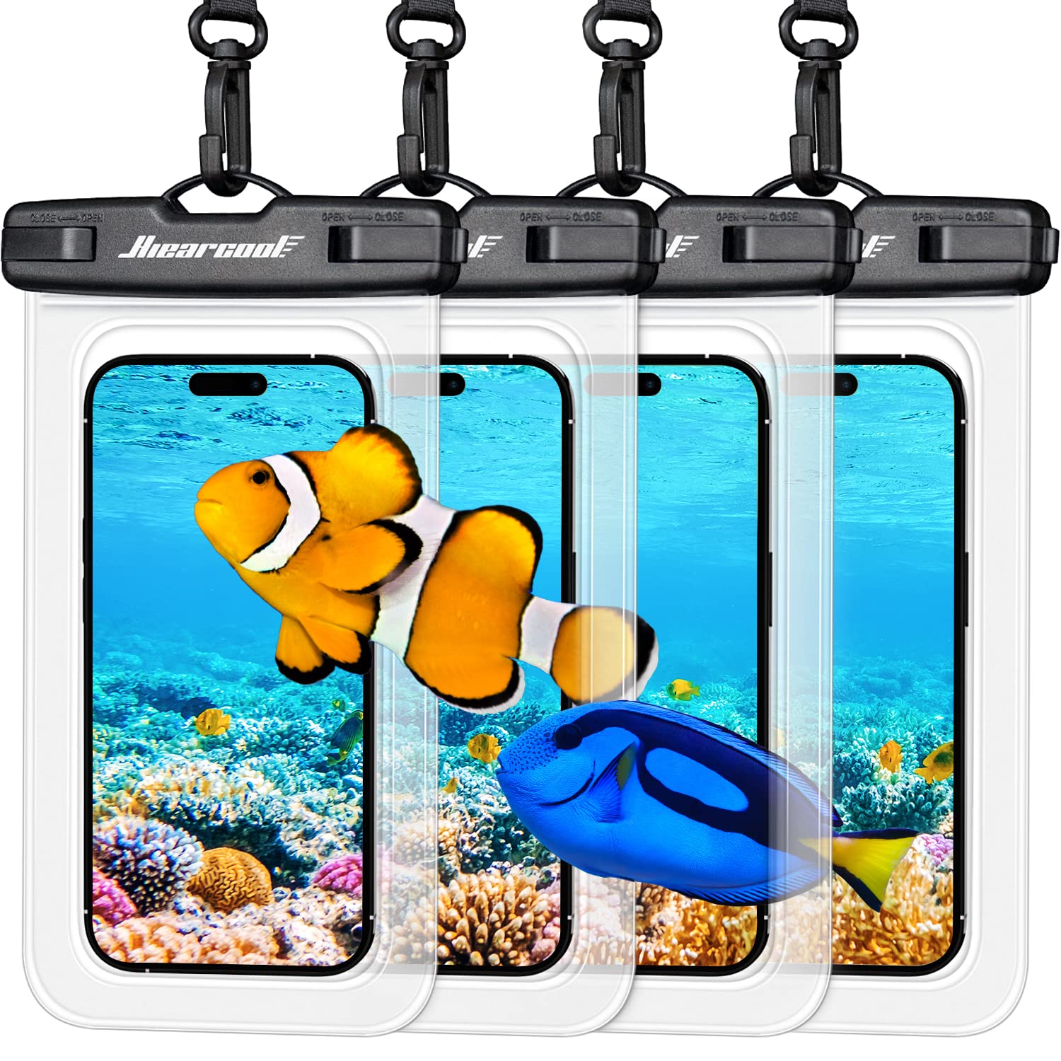 Hiearcool Universal Waterproof Case, Waterproof Phone Pouch Compatible for iPhone 14 13 12 11 Pro Max XS Plus Samsung Galaxy S22 Cellphone Up to 8.3", IPX8 Cellphone Dry Bag for Vacation-2 Pack