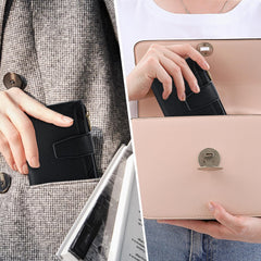 Compact RFID Blocking Leather Bifold Travel Wallet for Women