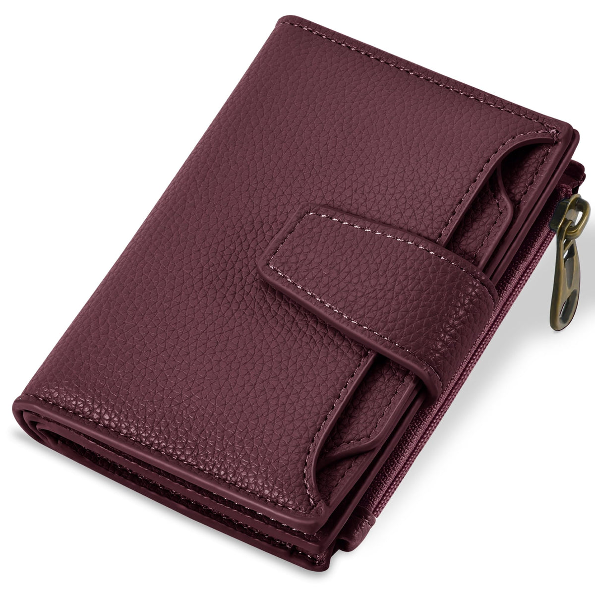 Compact RFID Blocking Leather Bifold Travel Wallet for Women