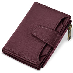 Compact RFID Blocking Leather Bifold Travel Wallet for Women