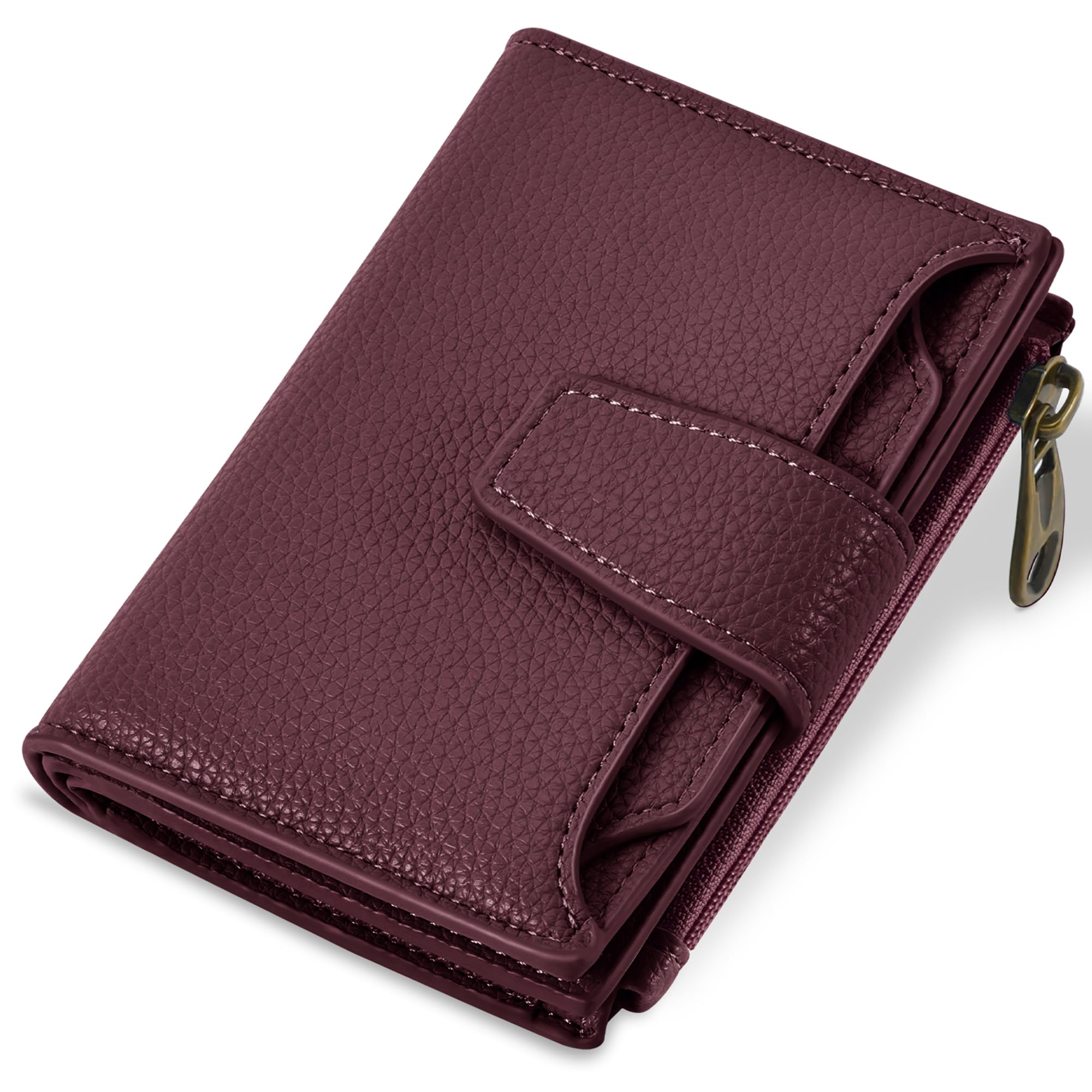 Airkit Wallet Women, Small Wallet for Women Leather, Ladies Bifold Compact RFID Blocking Credit Card Holder, Girls Mini Travel Purse, Pocket Passport Wallet with 4 ID Window