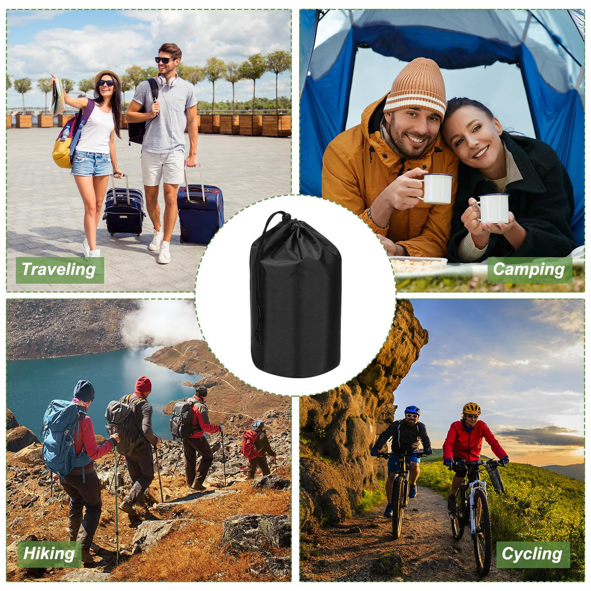 PATIKIL Stuff Sack, Waterproof Outdoor Storage Sack Portable Drawstring Dust Flap Bag Lightweight Sleeping Bag for Camping Hiking Travel