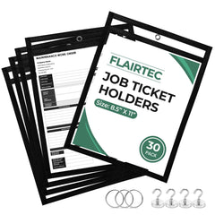Reusable Dry-Erase Job Ticket Holders with Rings & Hooks