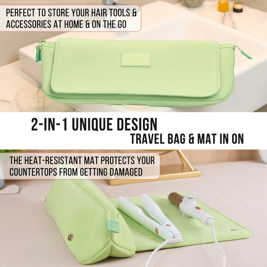 BAREFOOT CARIBOU Hair Tools Travel Bag and Heat Resistant Mat 17"