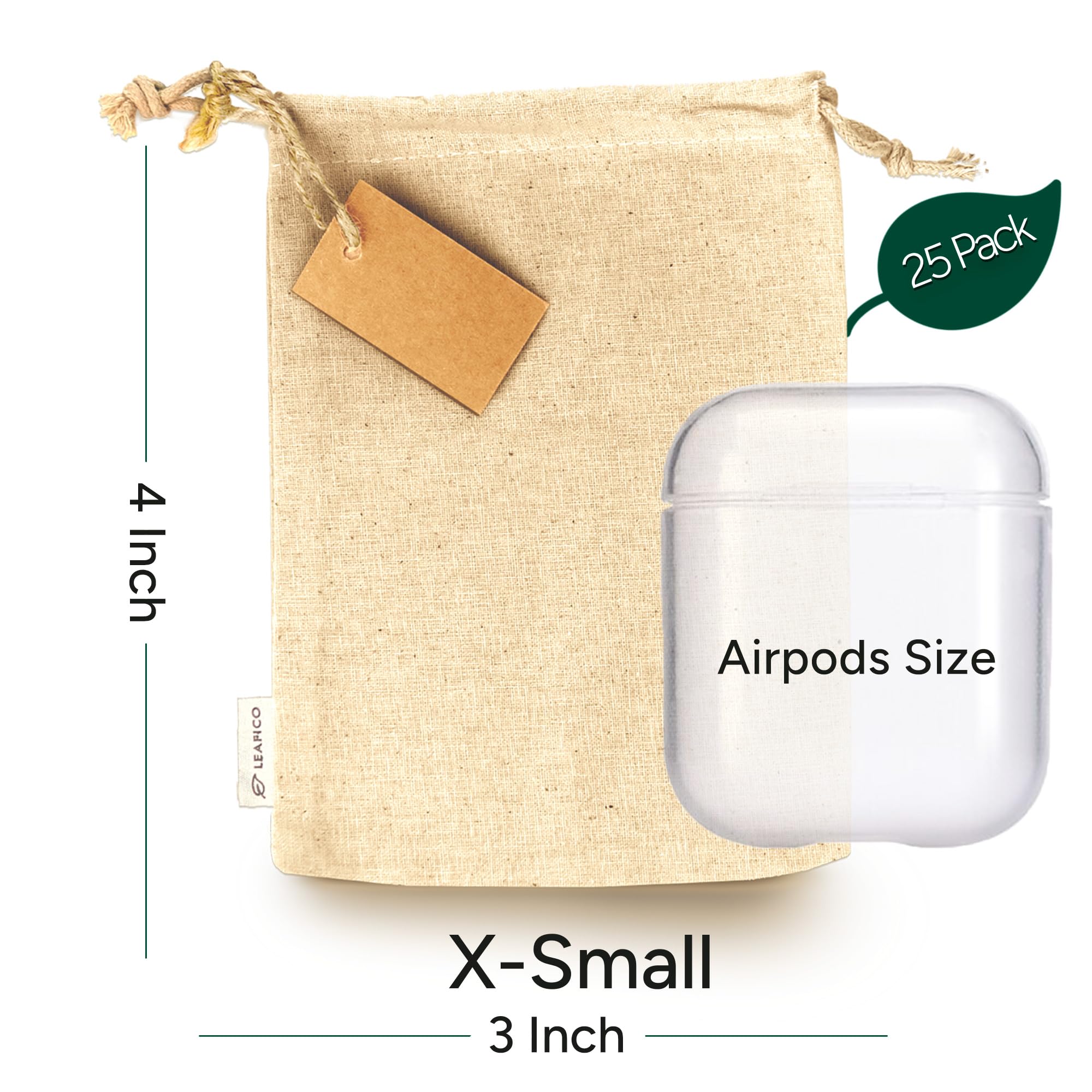 LEAFICO Reusable Produce Bags - Cloth Bags with Drawstrings Muslin Fabric Bag