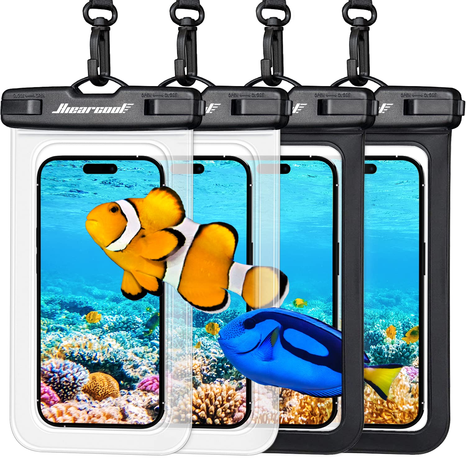 Hiearcool Universal Waterproof Case, Waterproof Phone Pouch Compatible for iPhone 14 13 12 11 Pro Max XS Plus Samsung Galaxy S22 Cellphone Up to 8.3", IPX8 Cellphone Dry Bag for Vacation-2 Pack
