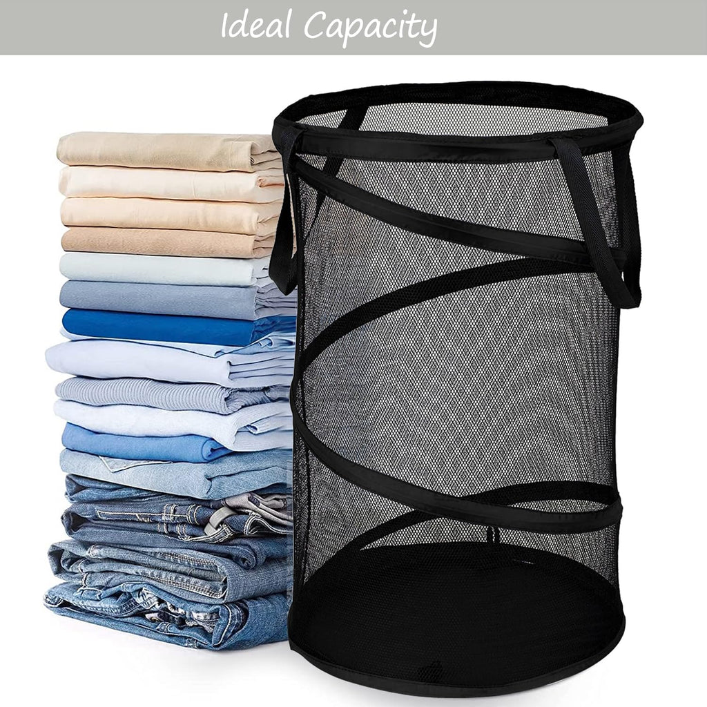 BATTOO Large Collapsible Laundry Basket Foldable Mesh Pop Up Hamper with Handles for Laundry Room, Bathroom, Kids Room, College Dorm, Travel, Storage Organizer