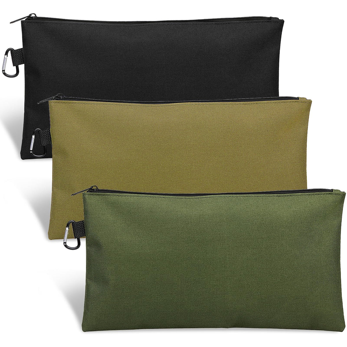 Tool Bag Zipper Pouch, Premium Tool Pouch, Utility Multipurpose Storage Organizer Tool Pouches with Carabiner Metal Zipper for Tools