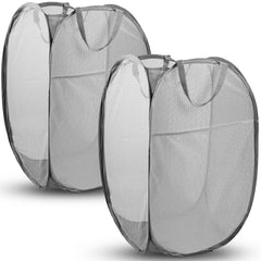 70L Collapsible Mesh Pop-Up Laundry Hamper with Side Pocket