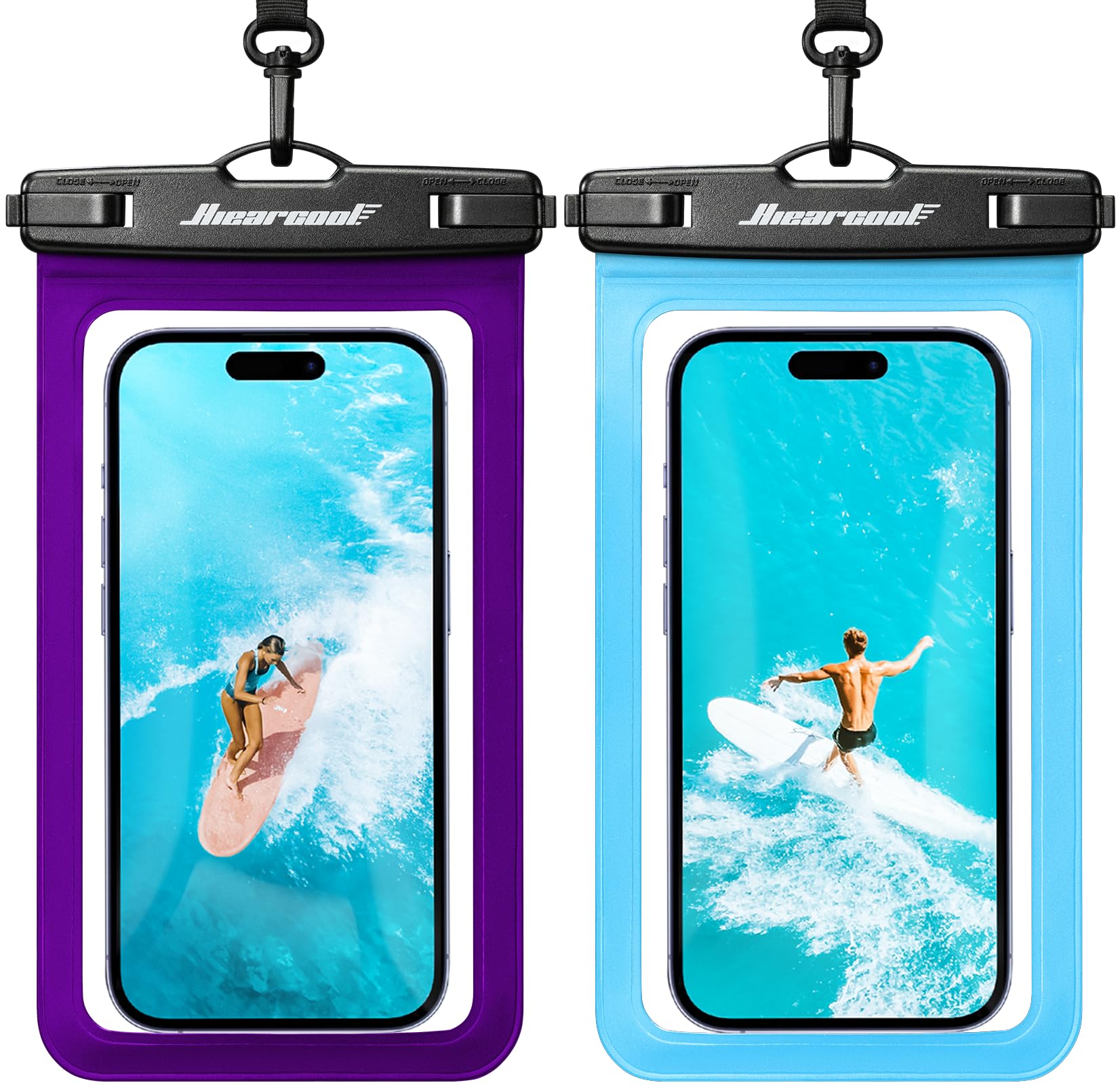 Hiearcool Universal Waterproof Case, Waterproof Phone Pouch Compatible for iPhone 14 13 12 11 Pro Max XS Plus Samsung Galaxy S22 Cellphone Up to 8.3", IPX8 Cellphone Dry Bag for Vacation-2 Pack