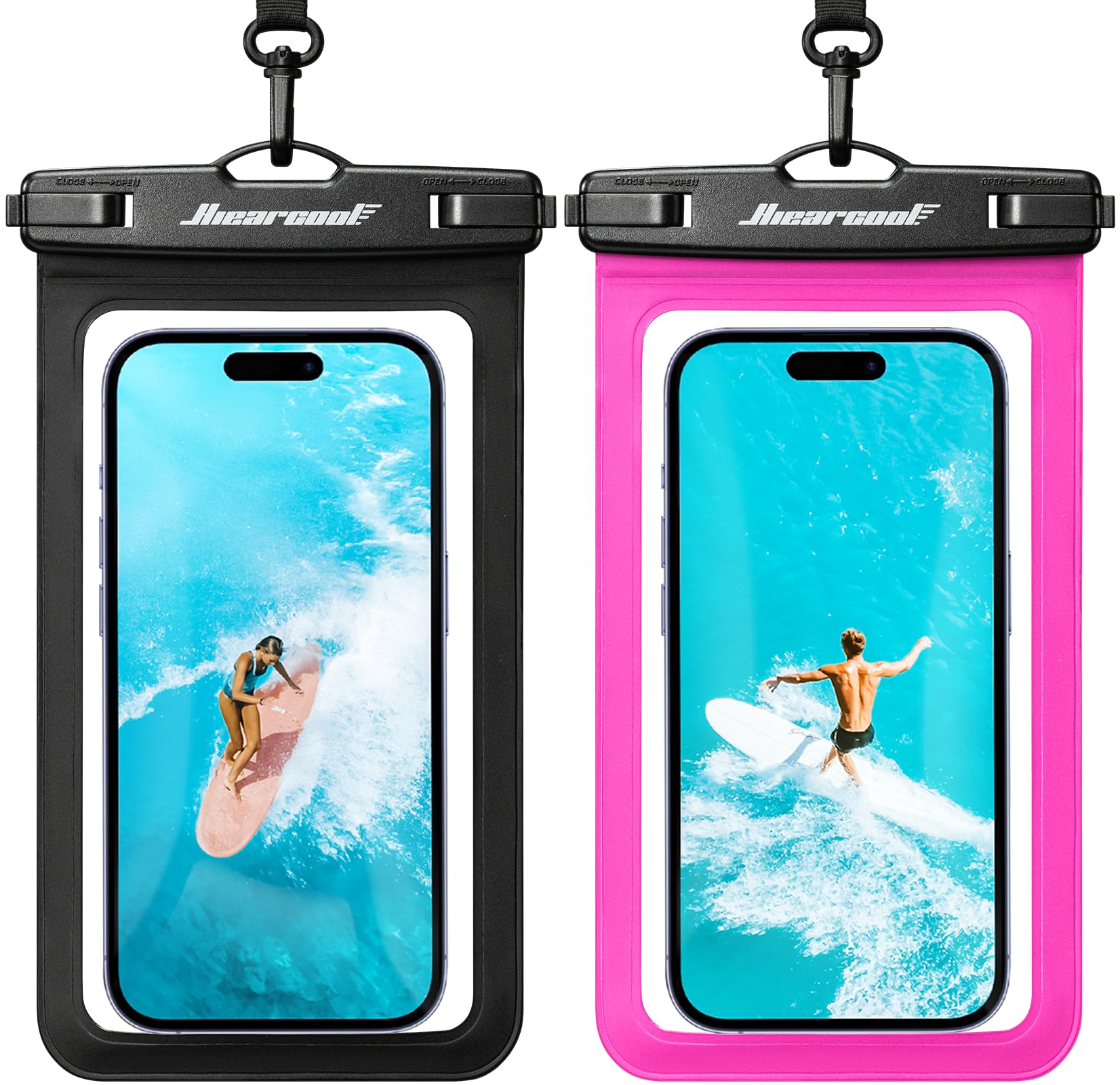 Hiearcool Universal Waterproof Case, Waterproof Phone Pouch Compatible for iPhone 14 13 12 11 Pro Max XS Plus Samsung Galaxy S22 Cellphone Up to 8.3", IPX8 Cellphone Dry Bag for Vacation-2 Pack