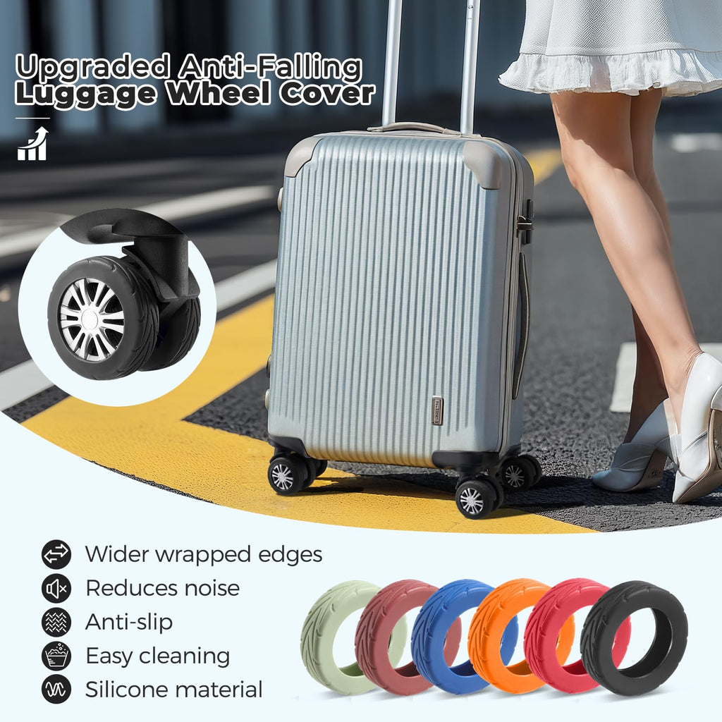 Wanzhuango 8Pcs Upgrade Luggage Wheel Covers,Essential Travel Accessories
