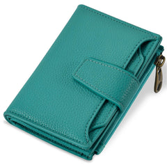 Compact RFID Blocking Leather Bifold Travel Wallet for Women