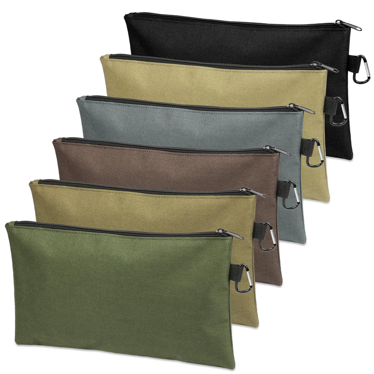 Tool Bag Zipper Pouch, Premium Tool Pouch, Utility Multipurpose Storage Organizer Tool Pouches with Carabiner Metal Zipper for Tools