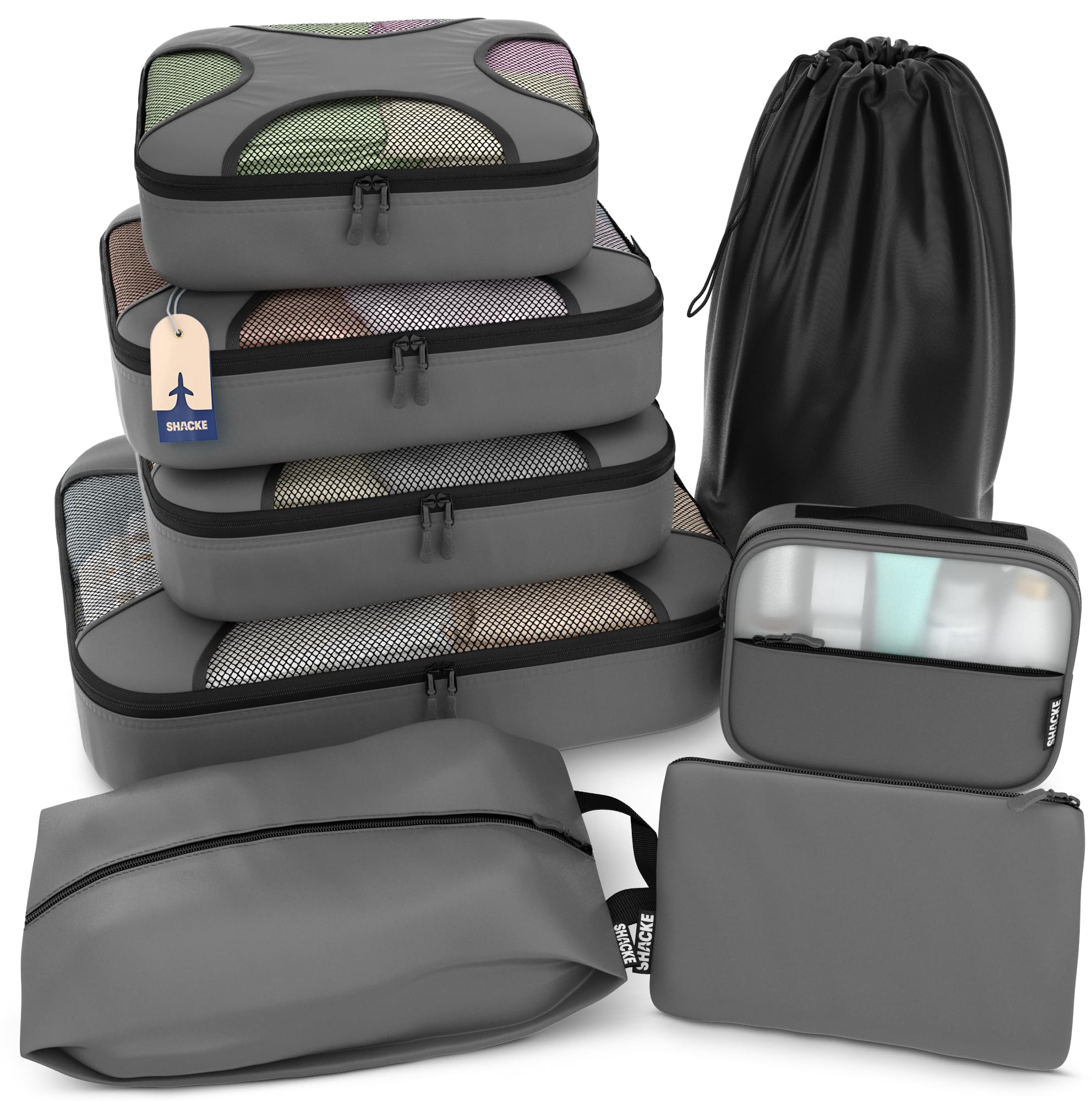 5 Set/8 Set Packing Cubes - Travel Organizers with Laundry Bag