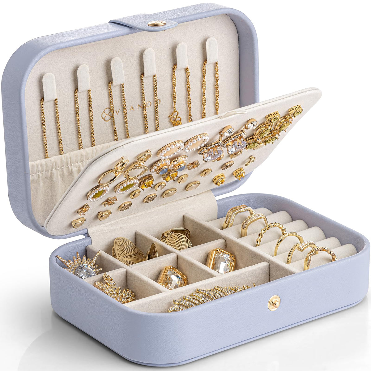 VLANDO Travel Jewelry Case, Portable Jewelry Earring Box Organizer