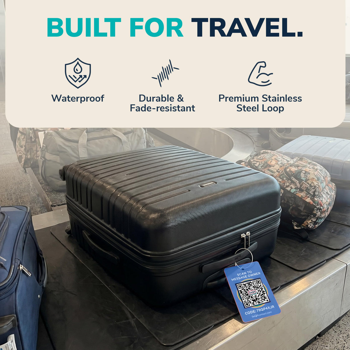 Smart Luggage Tags | Privacy QR Code Tags for Travel Suitcases, 2-Pack