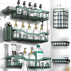 7-Pack Adhesive Stainless Steel Shower Caddy Organizer