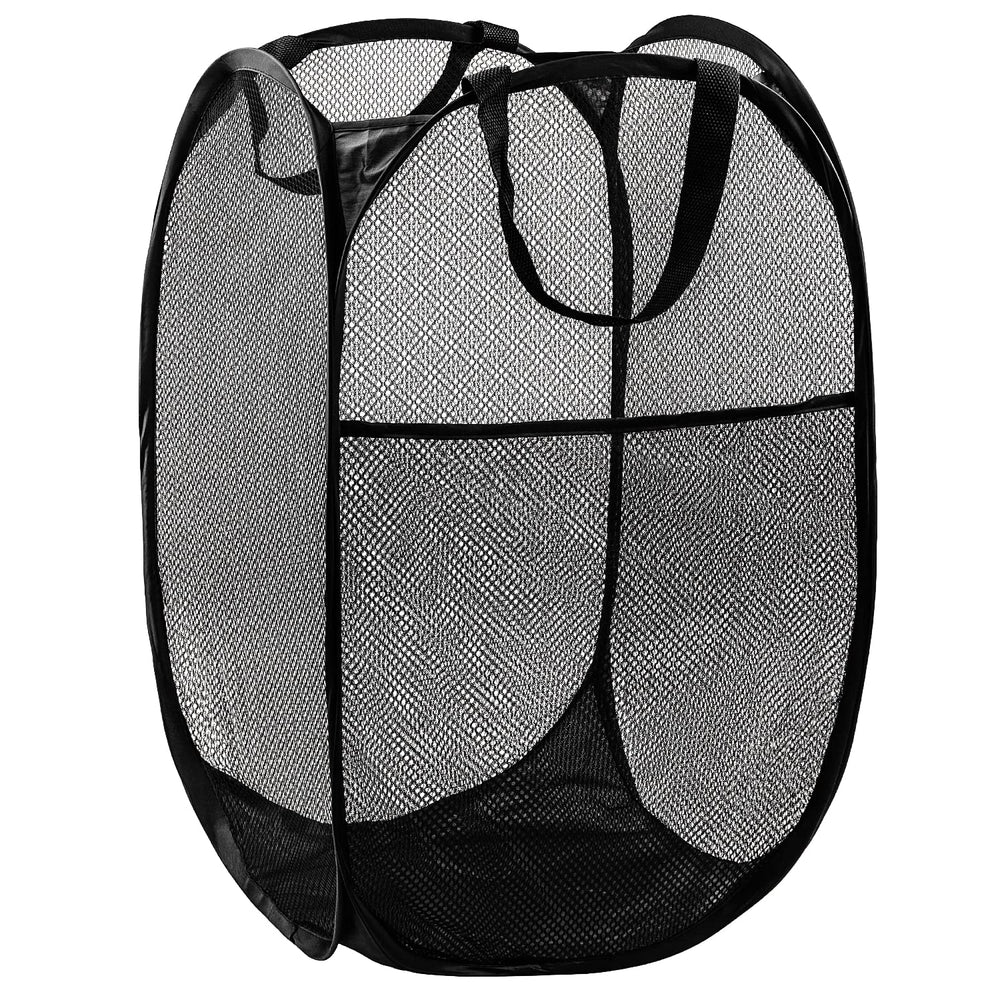 70L Collapsible Mesh Pop-Up Laundry Hamper with Side Pocket