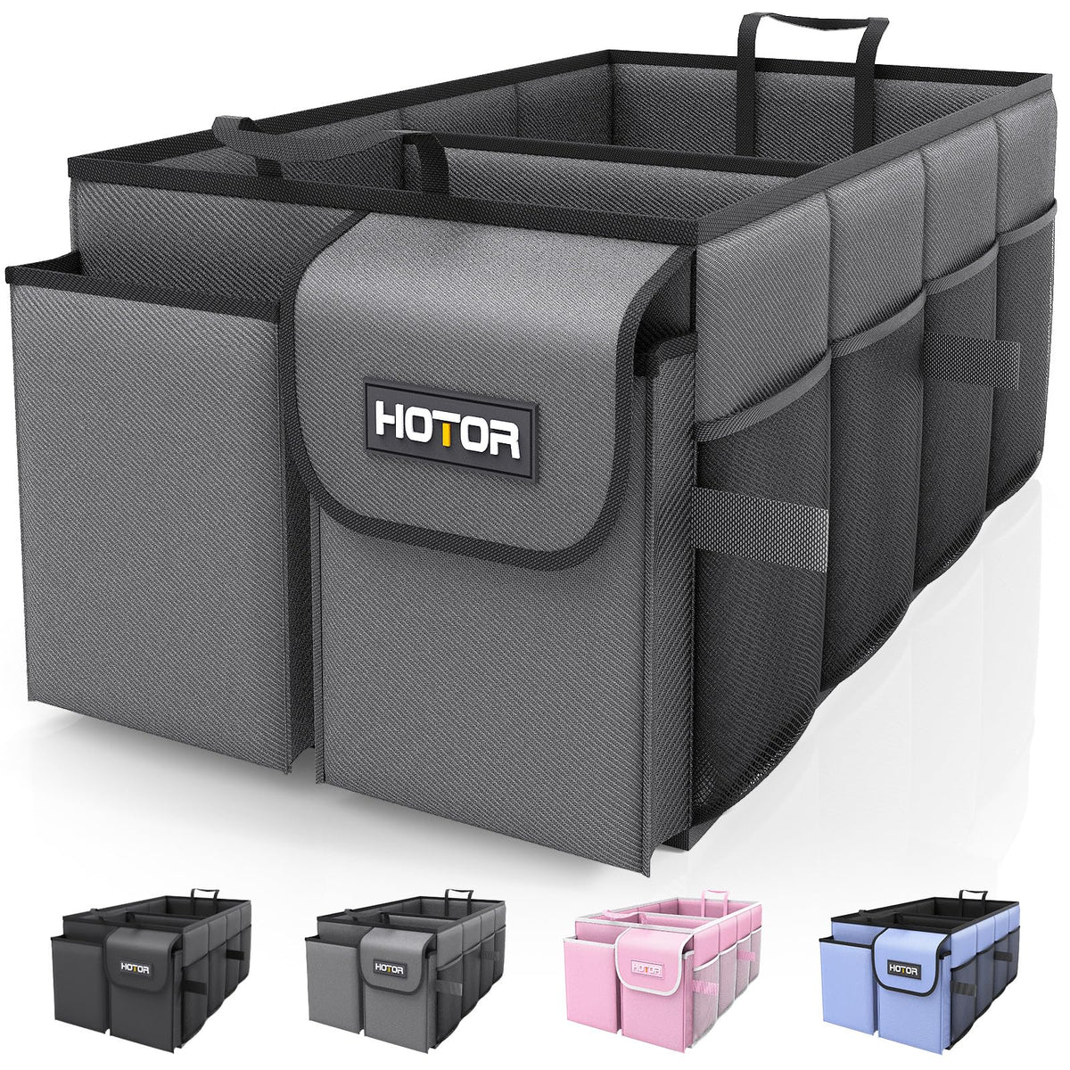 HOTOR Foldable Trunk Organizer - SUV & Sedan Compatible, Sturdy Car Organization for Accessories, Tools, Sundries