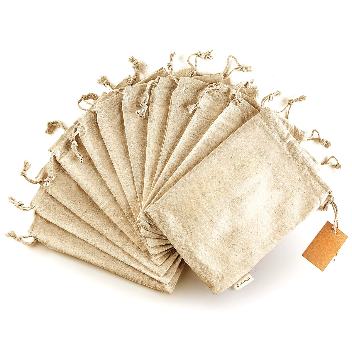 LEAFICO Reusable Produce Bags - Cloth Bags with Drawstrings Muslin Fabric Bag