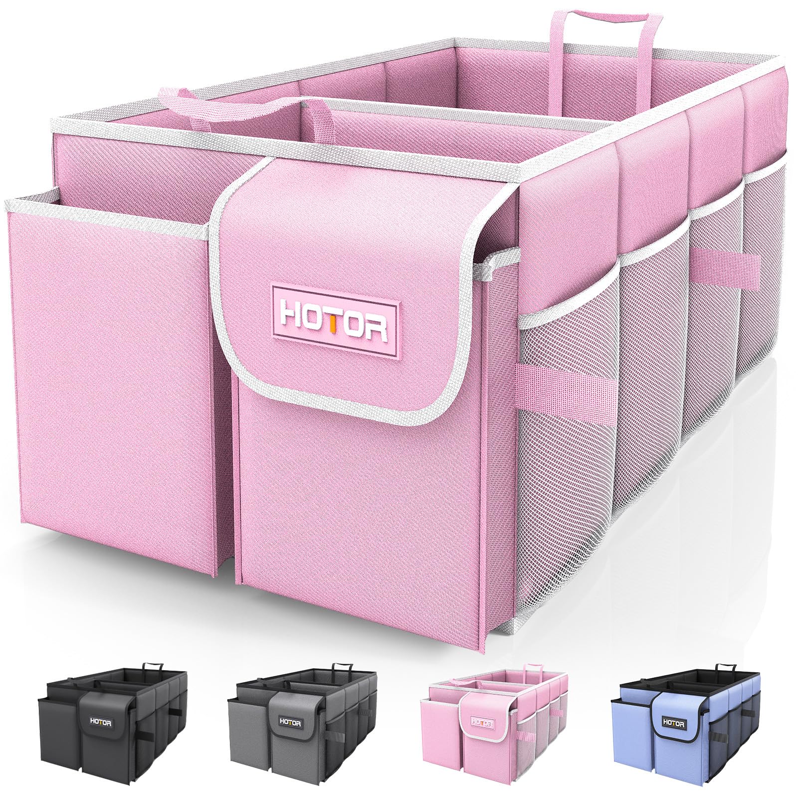 HOTOR Foldable Trunk Organizer - SUV & Sedan Compatible, Sturdy Car Organization for Accessories, Tools, Sundries