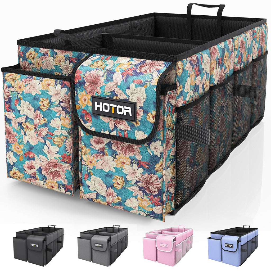 HOTOR Foldable Trunk Organizer - SUV & Sedan Compatible, Sturdy Car Organization for Accessories, Tools, Sundries