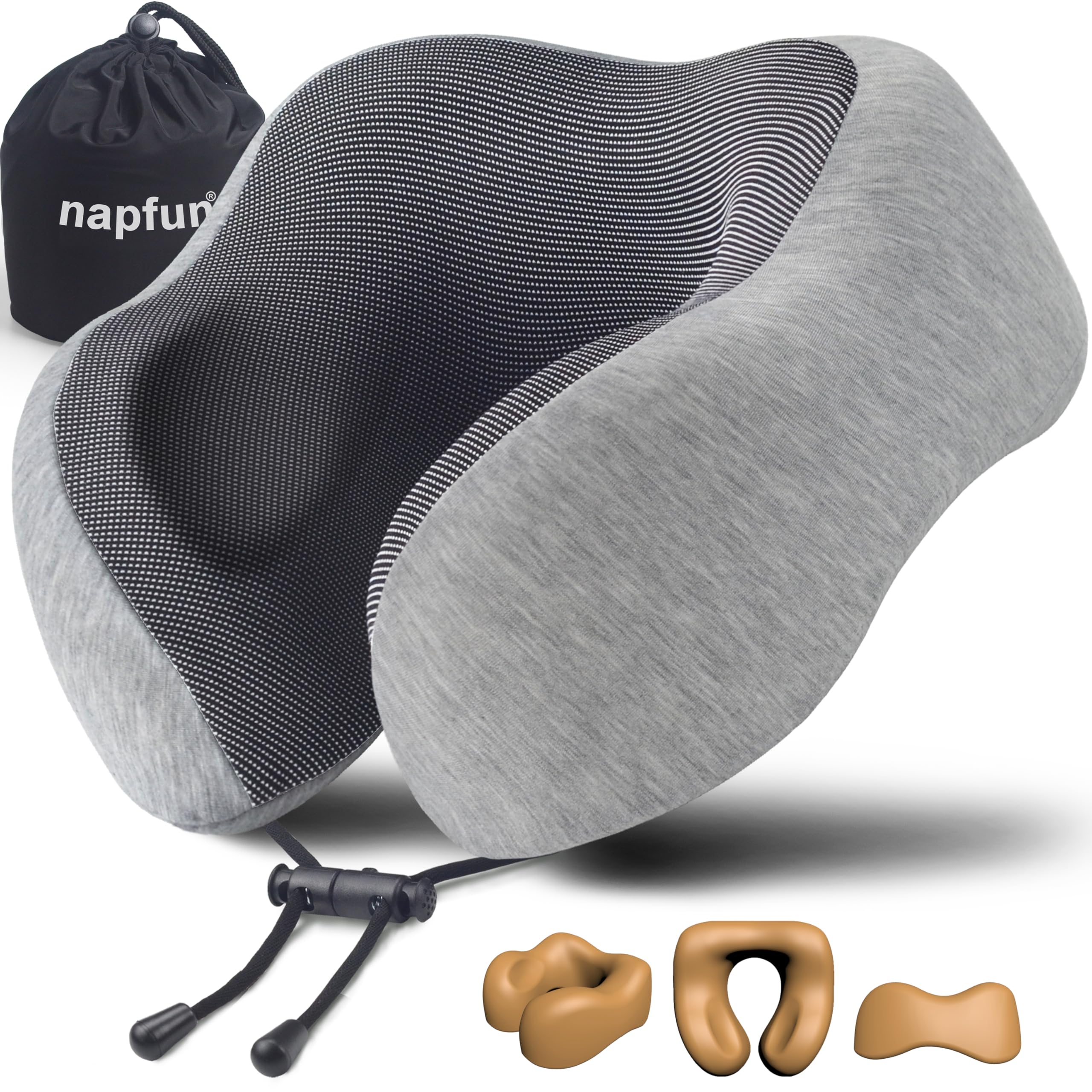 napfun Neck Pillow for Travel, Memory Foam Airplane Pillow