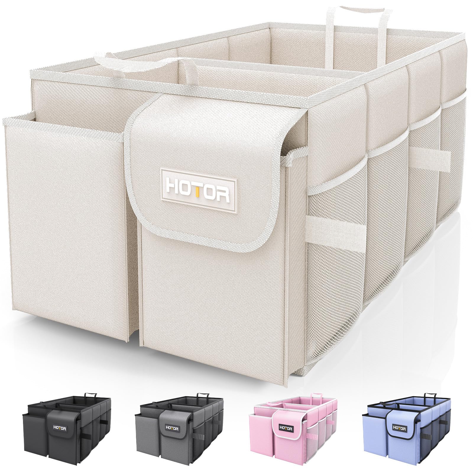 HOTOR Foldable Trunk Organizer - SUV & Sedan Compatible, Sturdy Car Organization for Accessories, Tools, Sundries