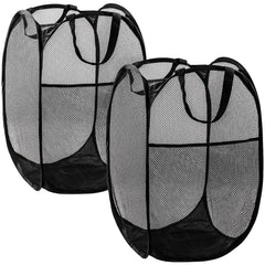 70L Collapsible Mesh Pop-Up Laundry Hamper with Side Pocket