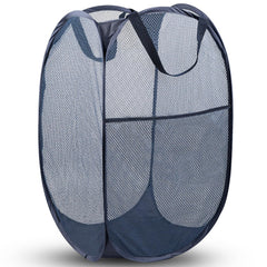 70L Collapsible Mesh Pop-Up Laundry Hamper with Side Pocket